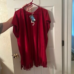 Kimono suede deep red never worn  size 0s